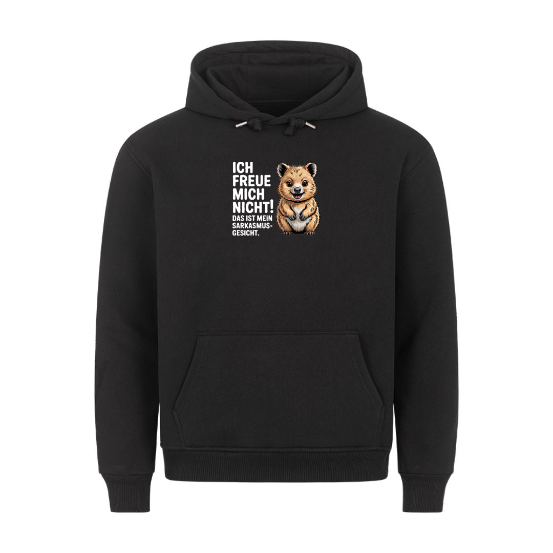 Lustiger Hoodie mit Spruch Sarkasmus Gesicht, Vorderansicht