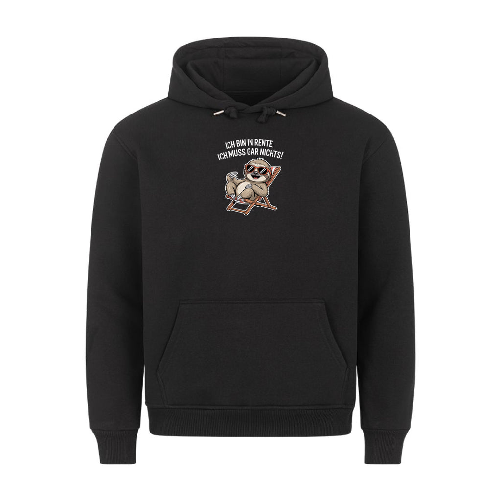Lustiger Hoodie mit Spruch Rente Faultier, Vorderansicht
