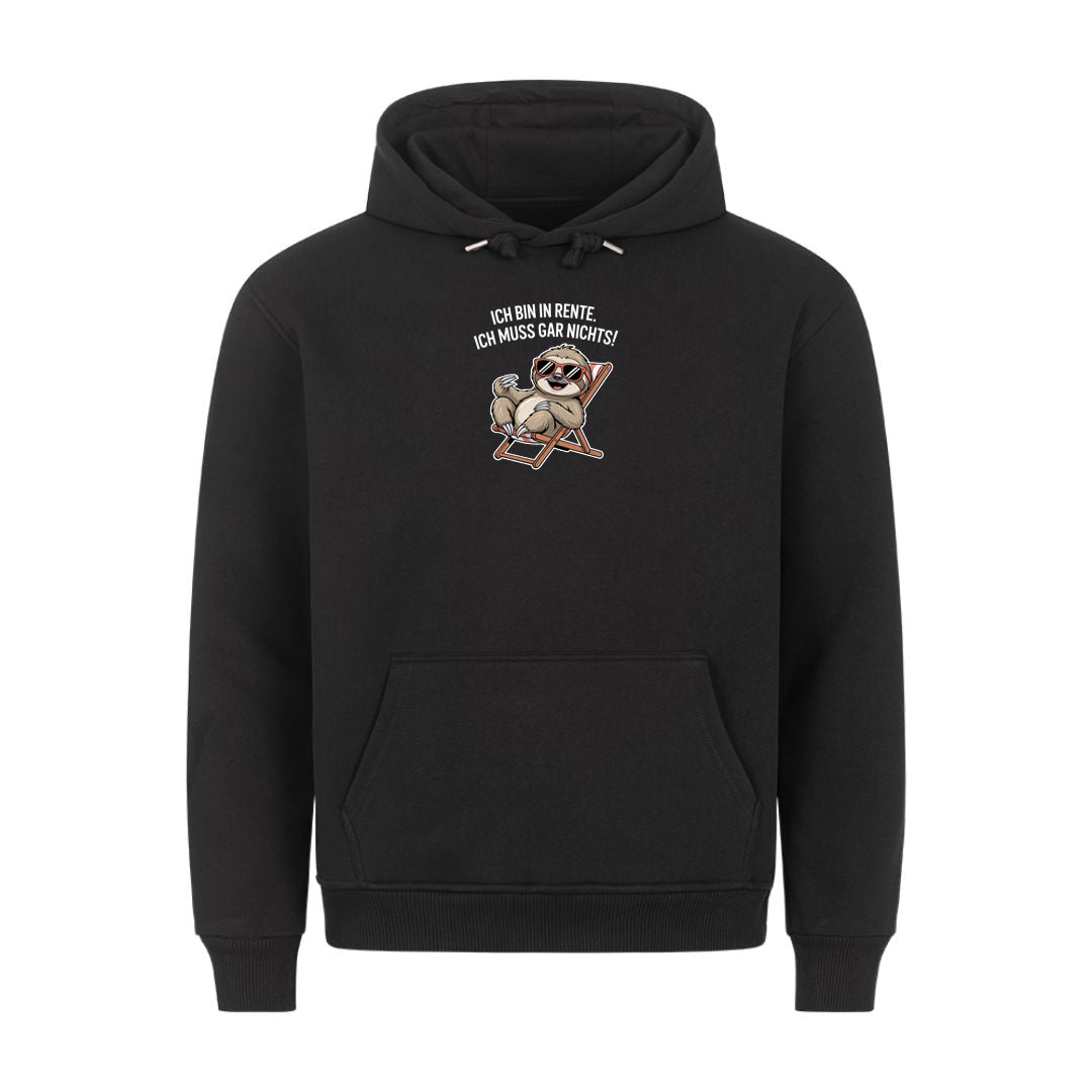 Lustiger Hoodie mit Spruch Rente Faultier, Vorderansicht
