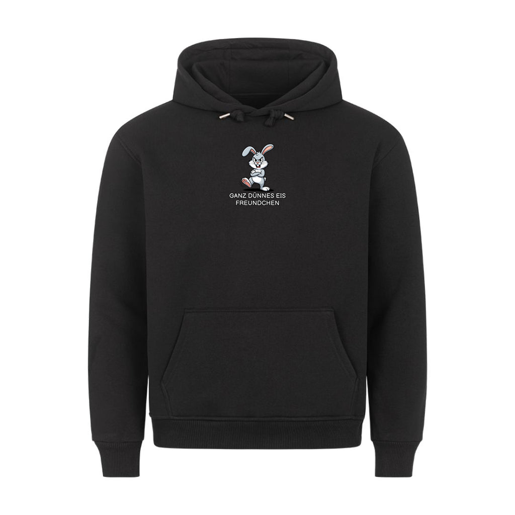 Lustiger Hoodie mit Spruch Ganz dünnes Eis Hase, Vorderansicht