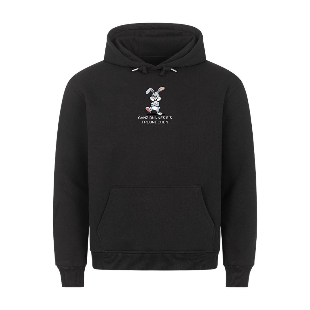 Lustiger Hoodie mit Spruch Ganz dünnes Eis Hase, Vorderansicht