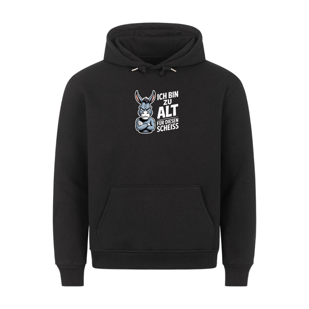 Lustiger Hoodie mit Spruch Ich bin zu alt Esel, Vorderansicht