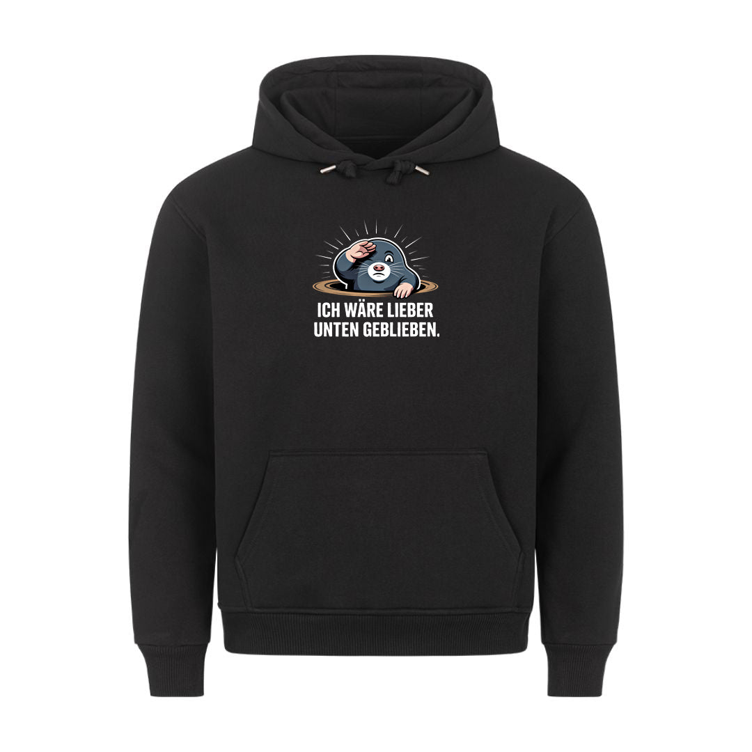 Lustiger Hoodie mit Spruch Lieber Unten geblieben, Vorderansicht