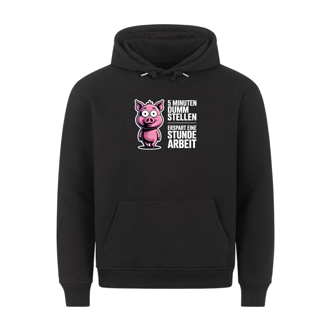 Lustiger Hoodie mit Spruch 5 min dumm stellen, Vorderansicht