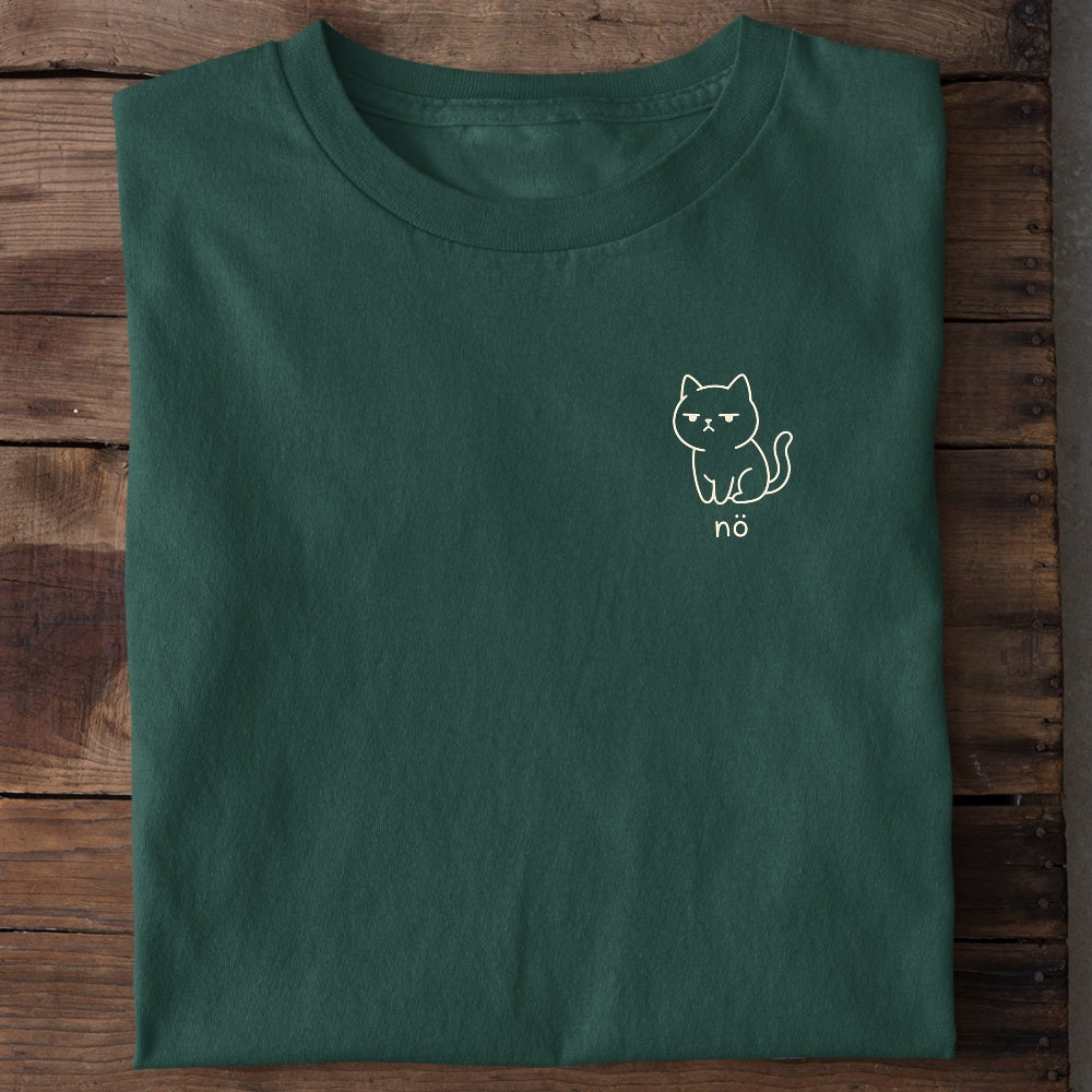 Unisex Bio-T-Shirt von Beyond Humor mit gelassener Katze und dem Spruch 'Nö'