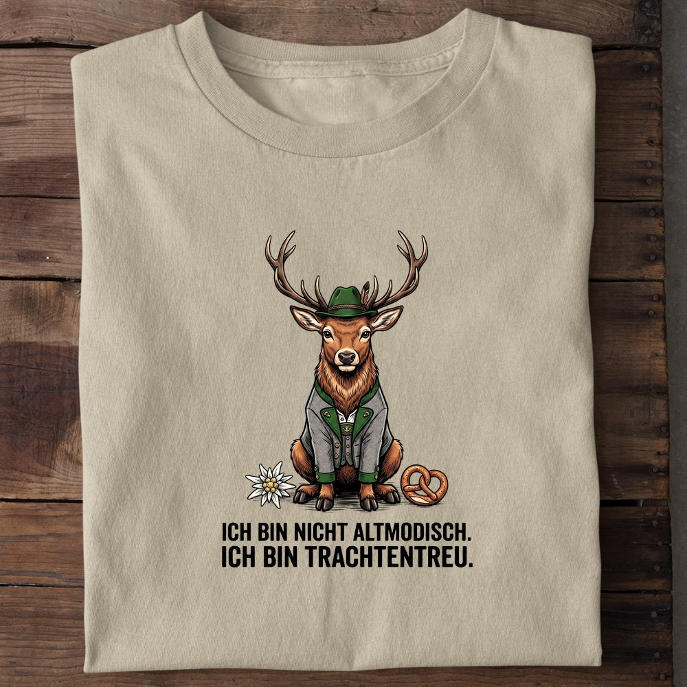Ich bin nicht altmodisch Wiesn T-Shirt in Beige