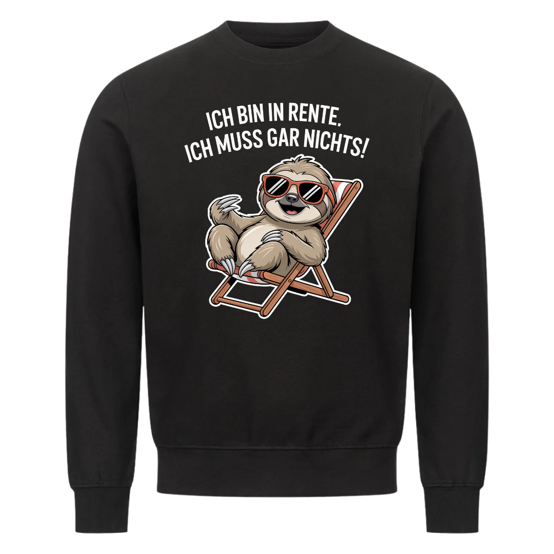 Lustiges Sweatshirt mit Spruch Rente Faultier, Vorderansicht