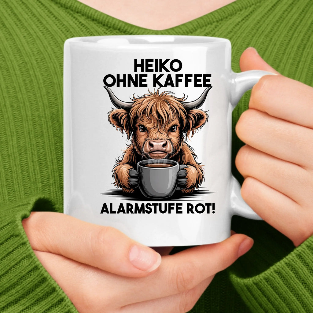 Lustige Tasse mit Spruch Ohne Kaffee, Vorderansicht