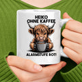 Lustige Tasse mit Spruch Ohne Kaffee, Vorderansicht
