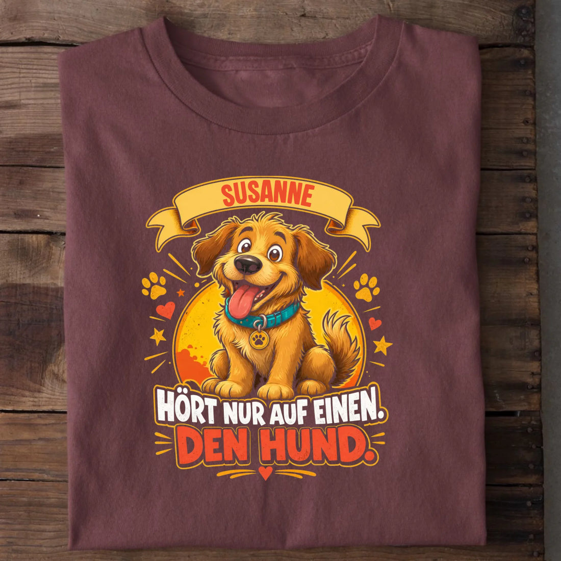 Personalisierbares T-Shirt mit Motiv 'Hört nur auf einen', Ansicht 3