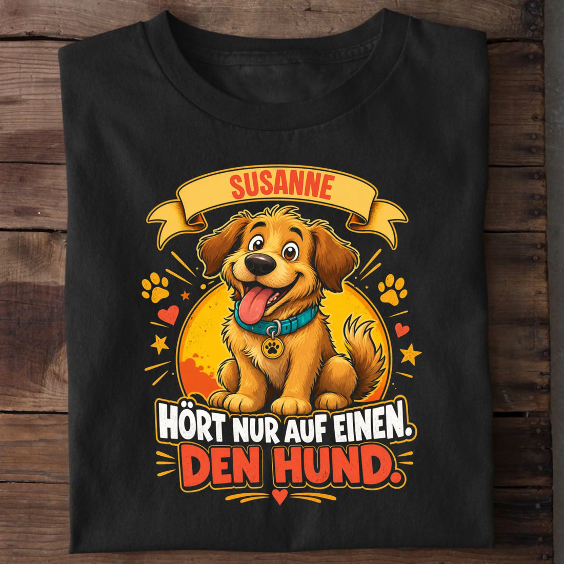 Personalisierbares T-Shirt mit Motiv 'Hört nur auf einen', Ansicht 1