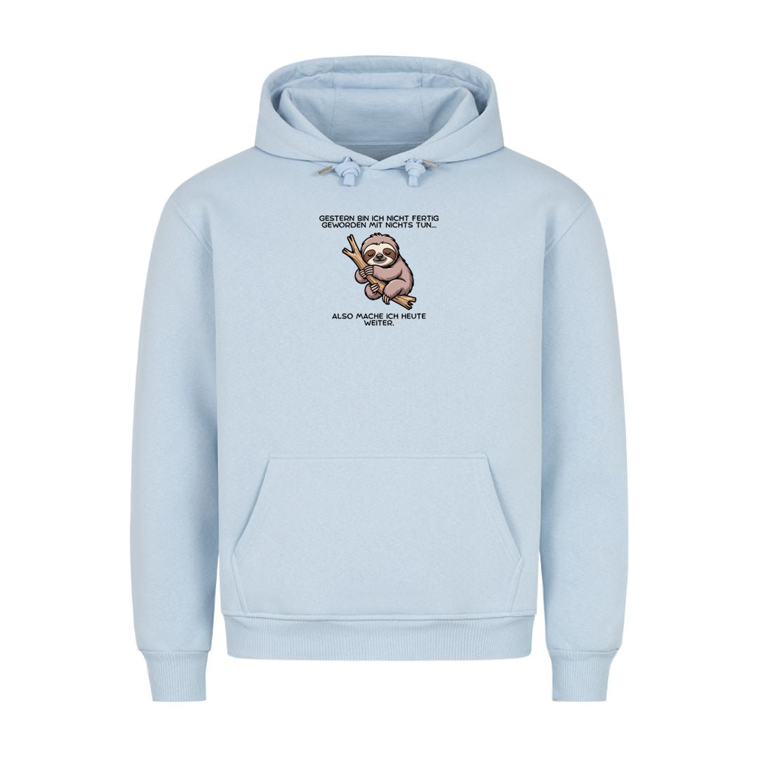 Hoodie Nicht fertig geworden mit Nichtstun, Detailansicht