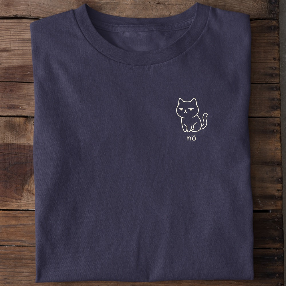 Unisex Bio-T-Shirt von Beyond Humor mit gelassener Katze und dem Spruch 'Nö'