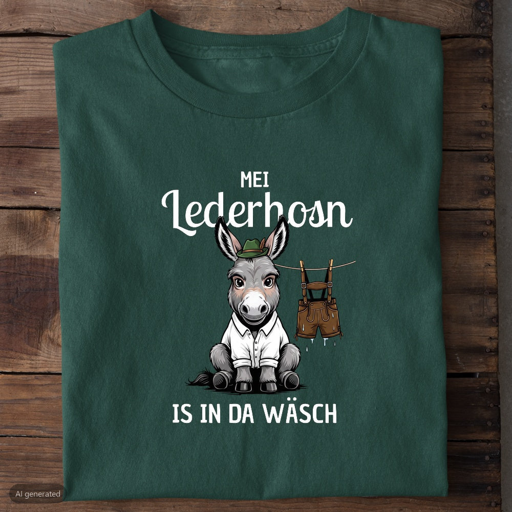 Lederhosn in da Wäsch Wiesn T-Shirt in Grün