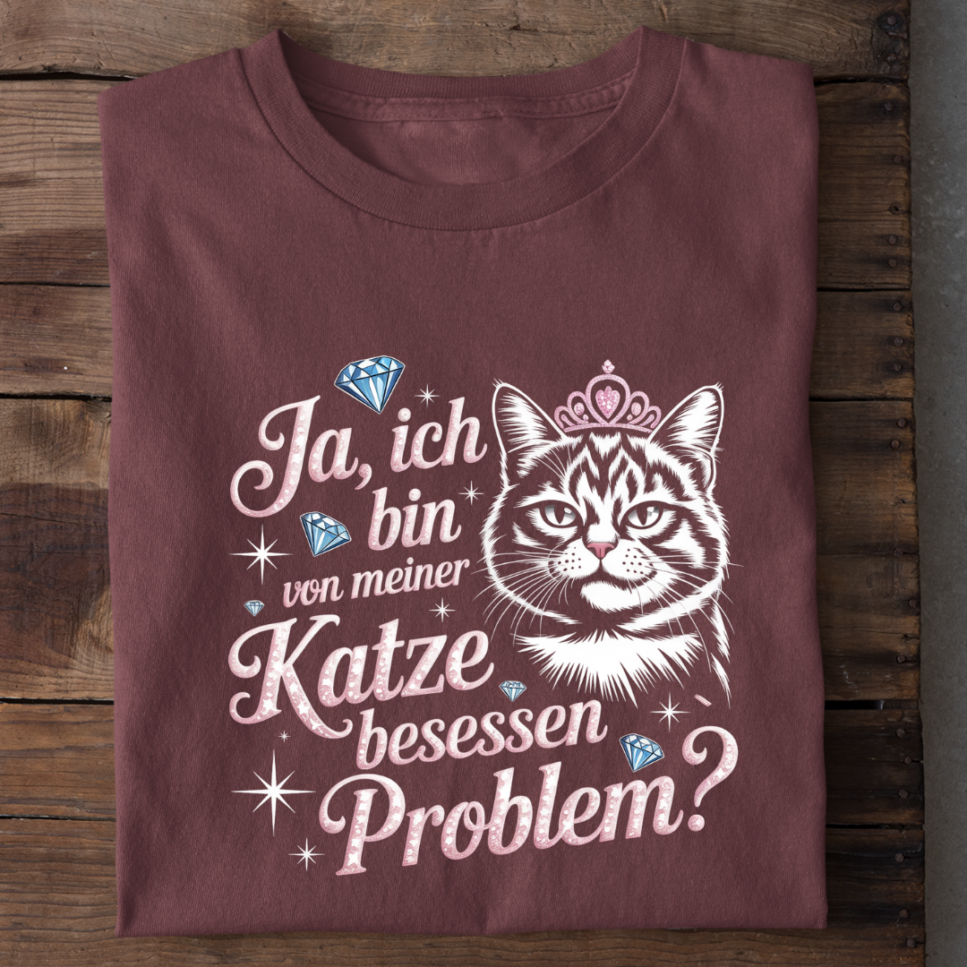 T-Shirt Von meiner Katze besessen, Detailansicht