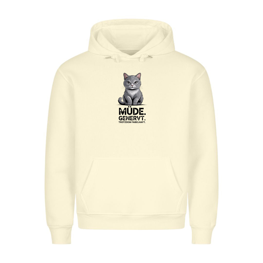 Hoodie Mäßig genervt, getragen