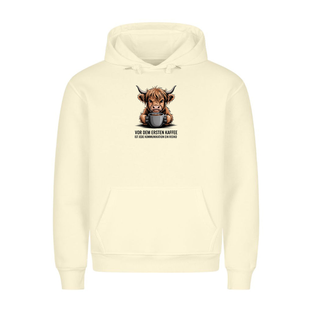 Hoodie Erster Kaffe, getragen