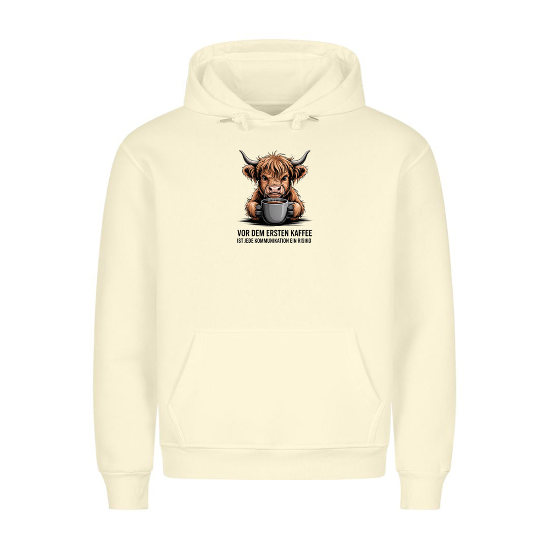 Hoodie Erster Kaffe, getragen
