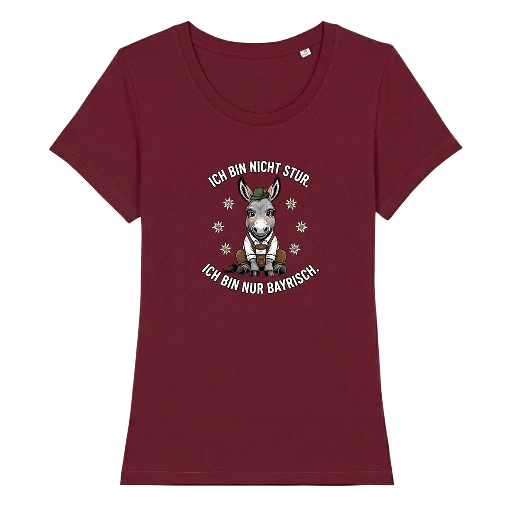 Bayrischer Esel Wiesn Damen T-Shirt in Burgunder