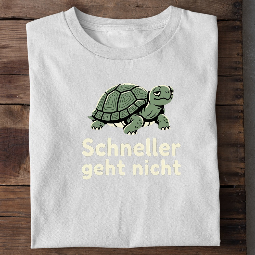 Unisex Bio-T-Shirt von Beyond Humor mit dem Spruch 'Schneller geht nicht'