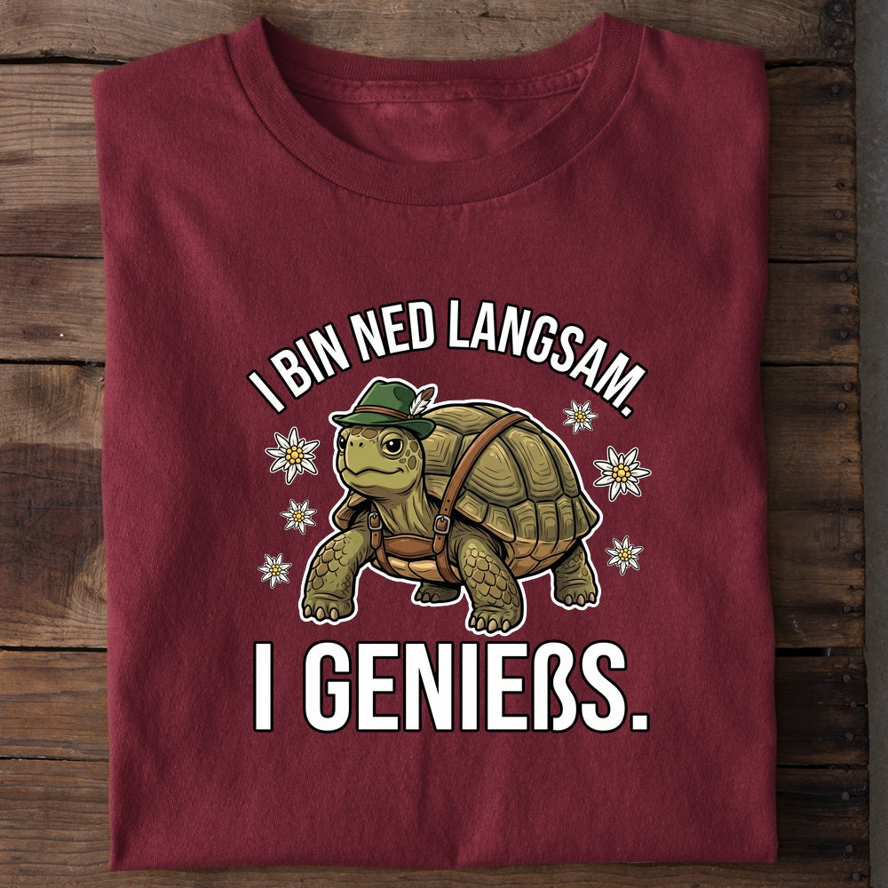 I bin ned langsam Wiesn T-Shirt in Burgunder