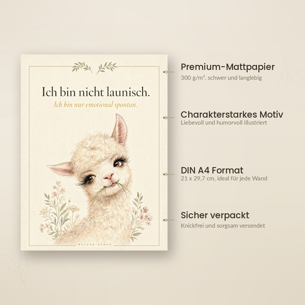 Emotional Spontan A4 Poster Details: 300 g/m² Premium-Mattpapier, Beyond Humor