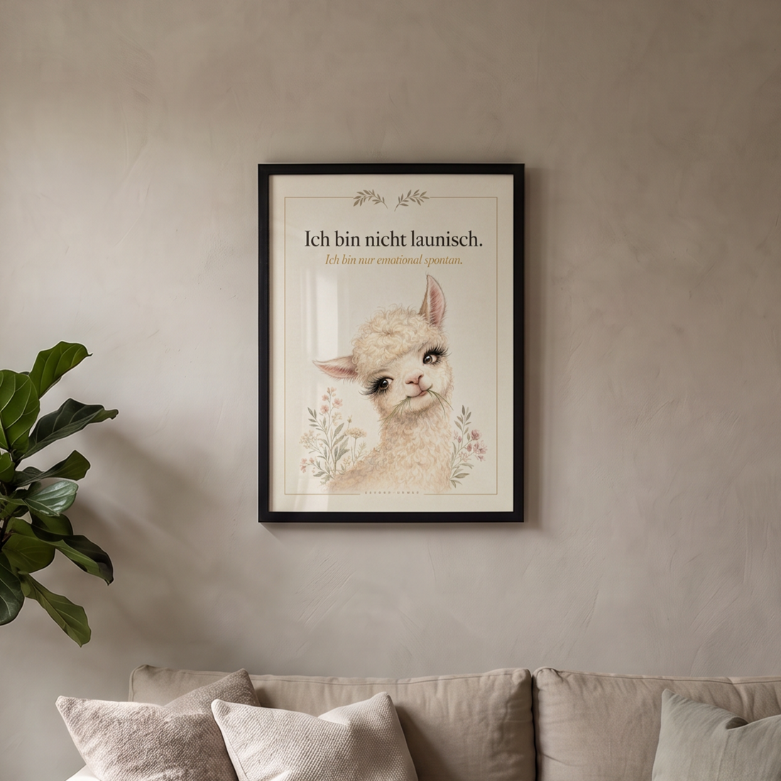 Emotional Spontan Poster gerahmt über dem Sofa im Wohnzimmer, A4