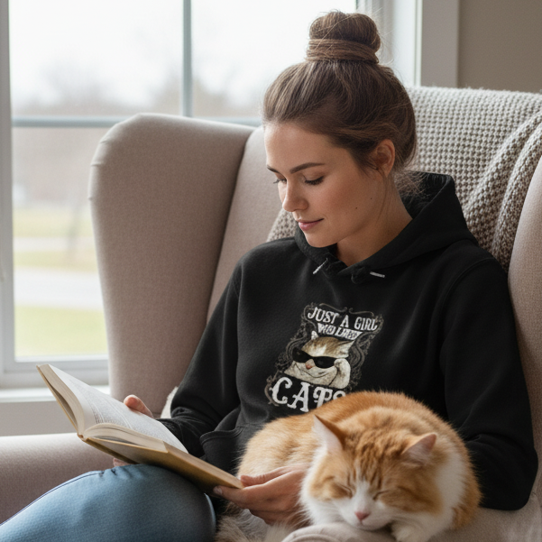 A Girl who loves Cats Vintage Hoodie