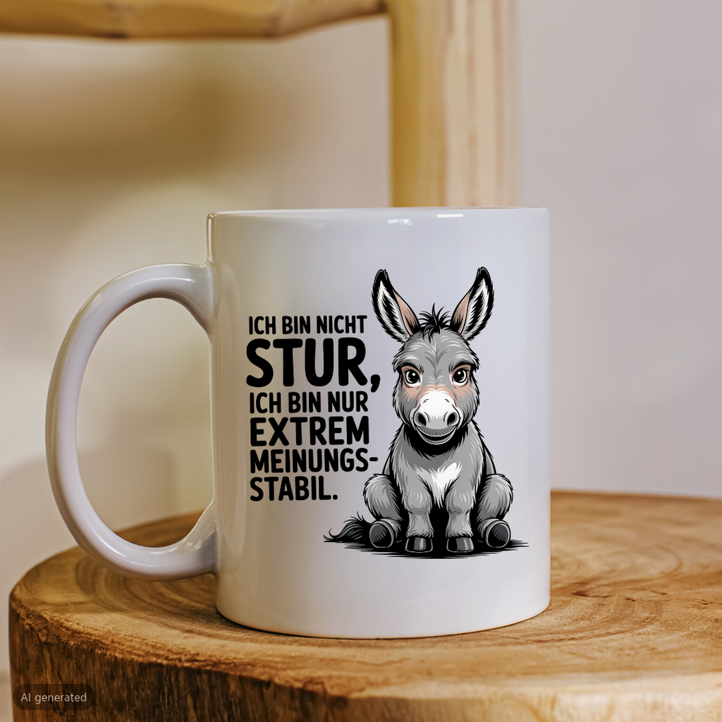 Lustige Tasse mit Spruch Stur, Vorderansicht