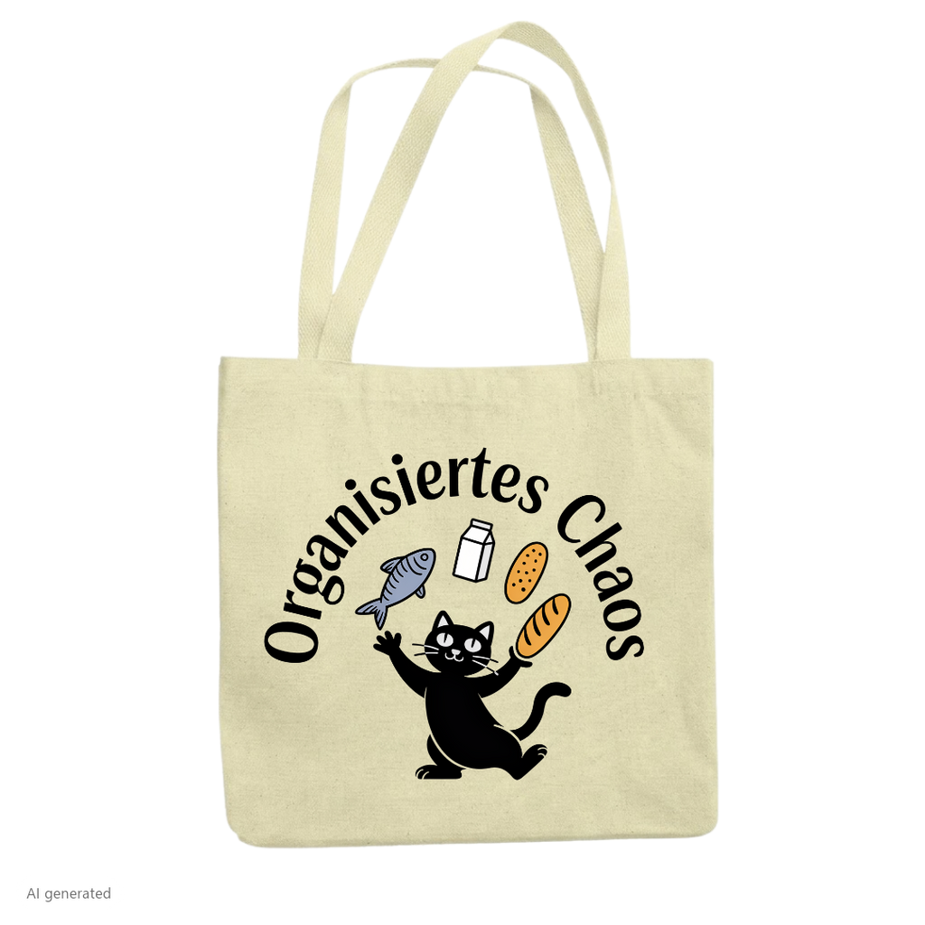 Lustige Tasche mit Spruch Organisiertes Chaos, Vorderansicht