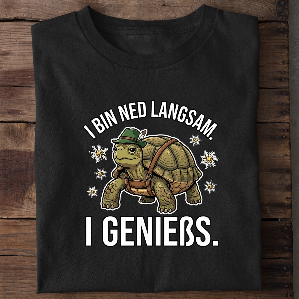 I bin ned langsam Wiesn T-Shirt in Schwarz