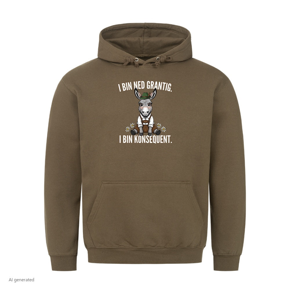 Grantiger Esel Wiesn Hoodie in Oliv