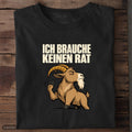 Schwarzes Bio-T-Shirt mit Ziegenbock und Spruch Ich brauche keinen Rat