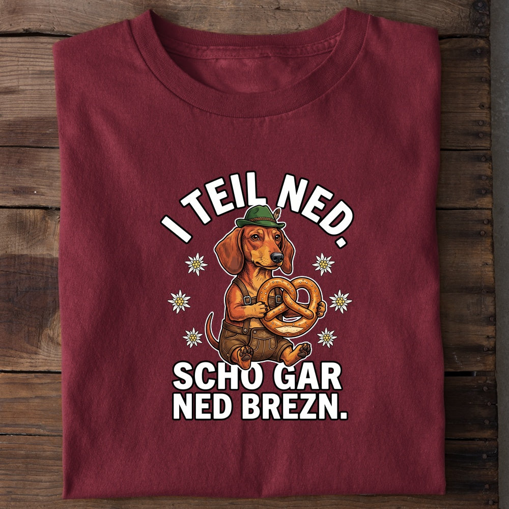 I teil keine Brezn Wiesn T-Shirt in Burgunder
