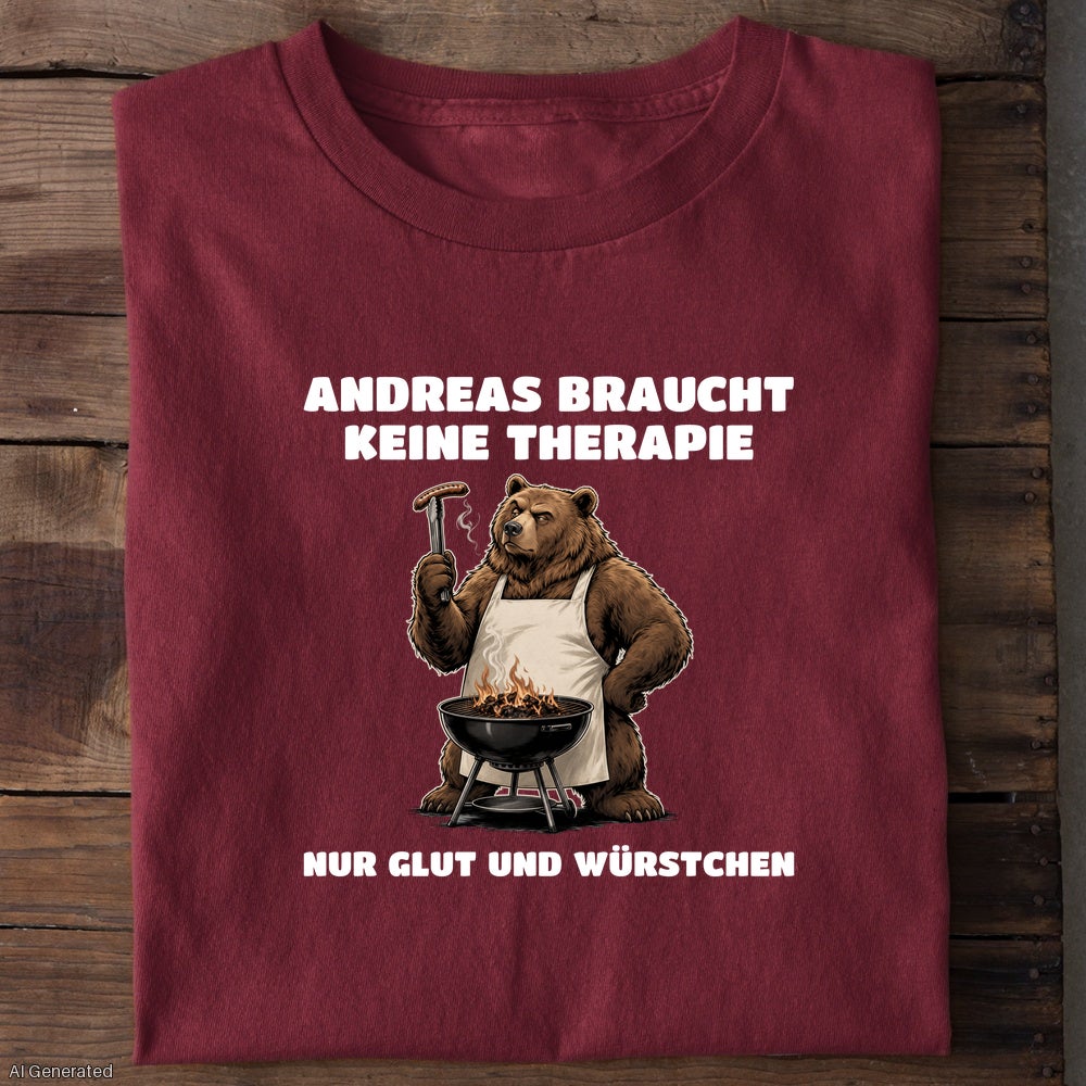 Burgunder – Unisex T-Shirt, Beispiel Grillen