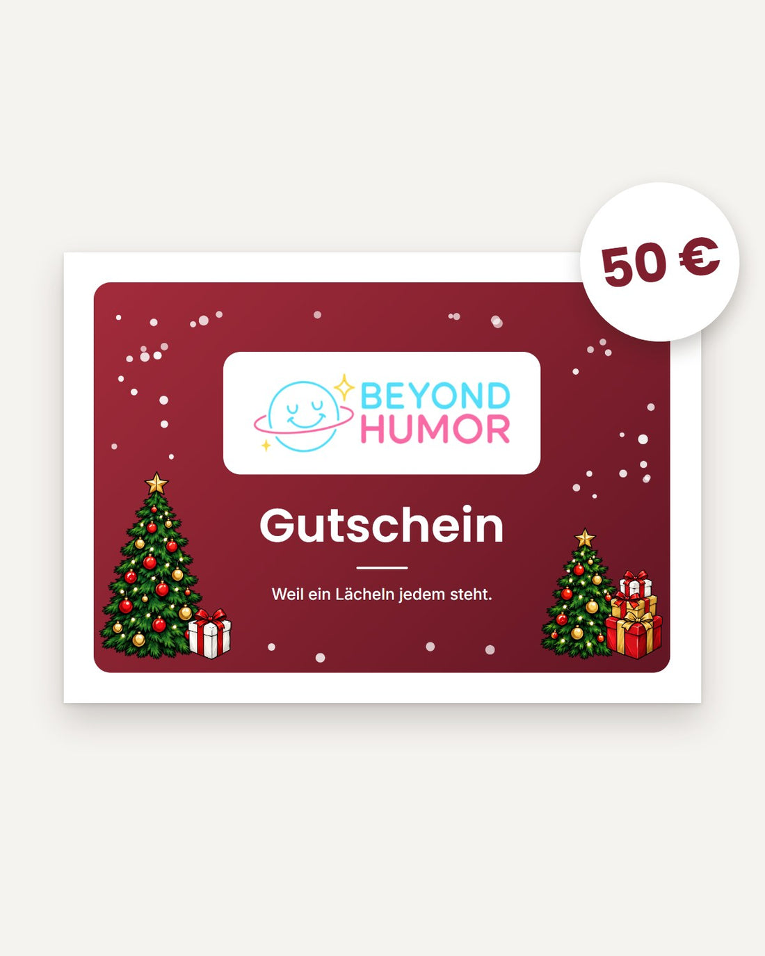 Weihnachtsgutschein Beyond Humor 50 €
