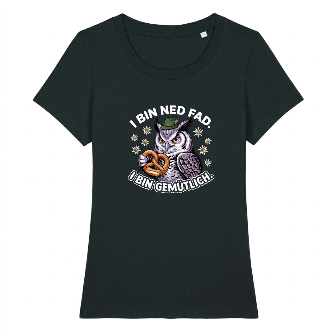 I bin ned fad Wiesn Damen T-Shirt in Schwarz