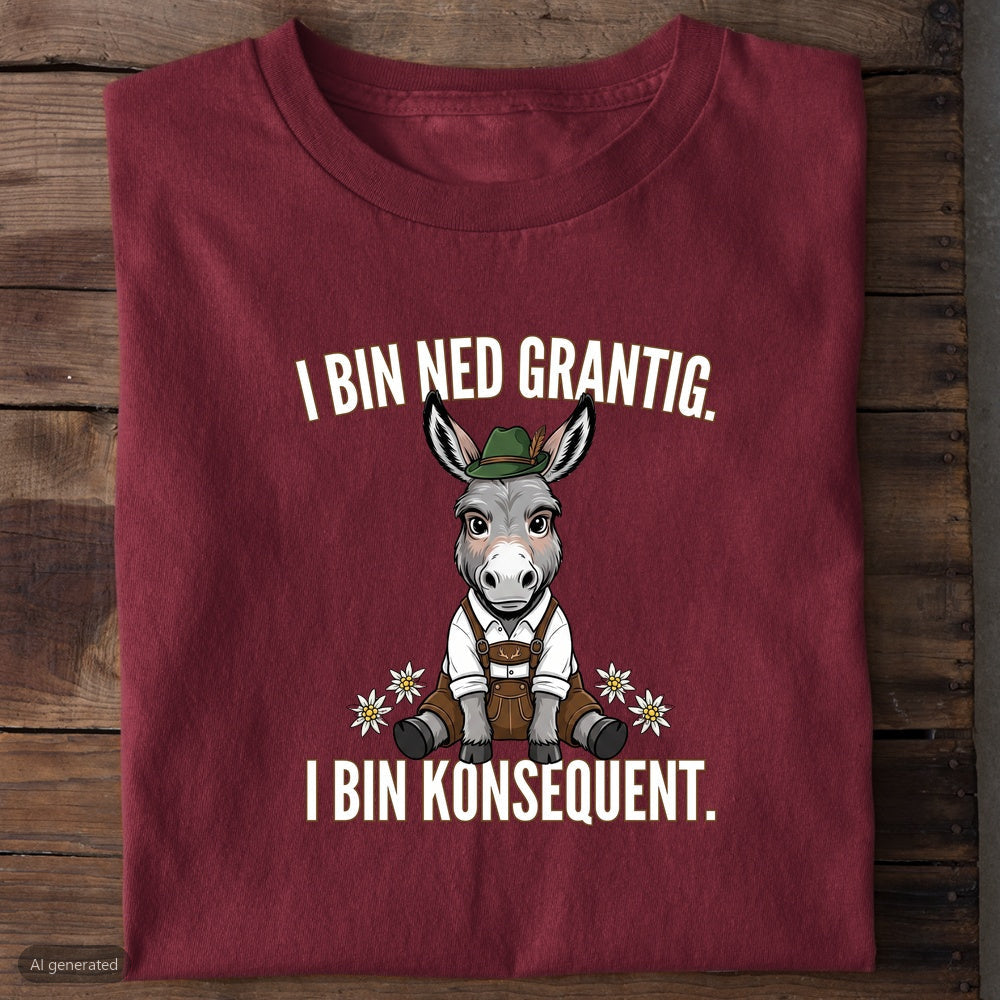 Grantiger Esel Wiesn T-Shirt in Burgunder