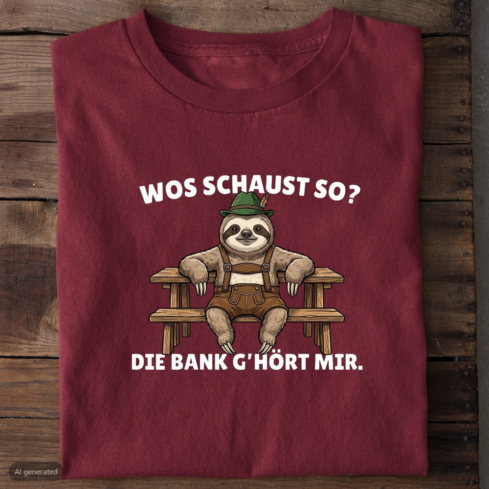 Die Bank gehört mir Wiesn T-Shirt in Burgunder