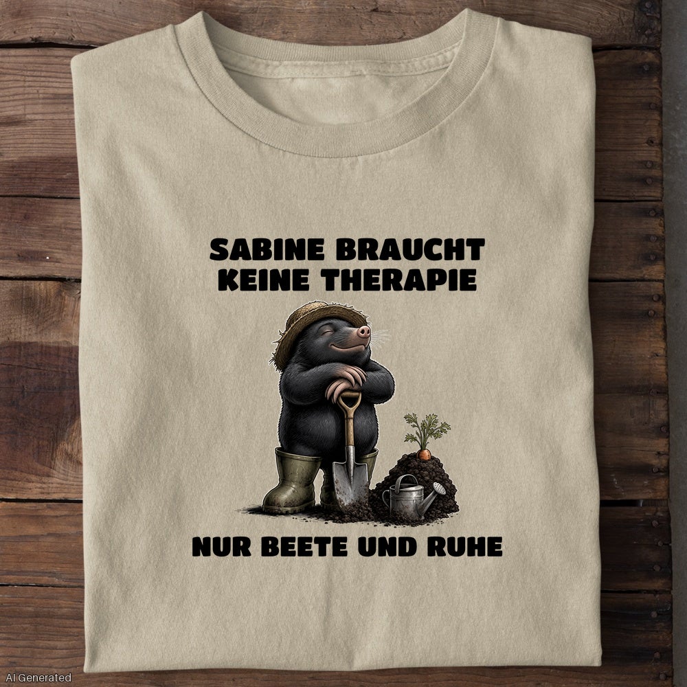 Beige – Unisex T-Shirt, Beispiel Garten