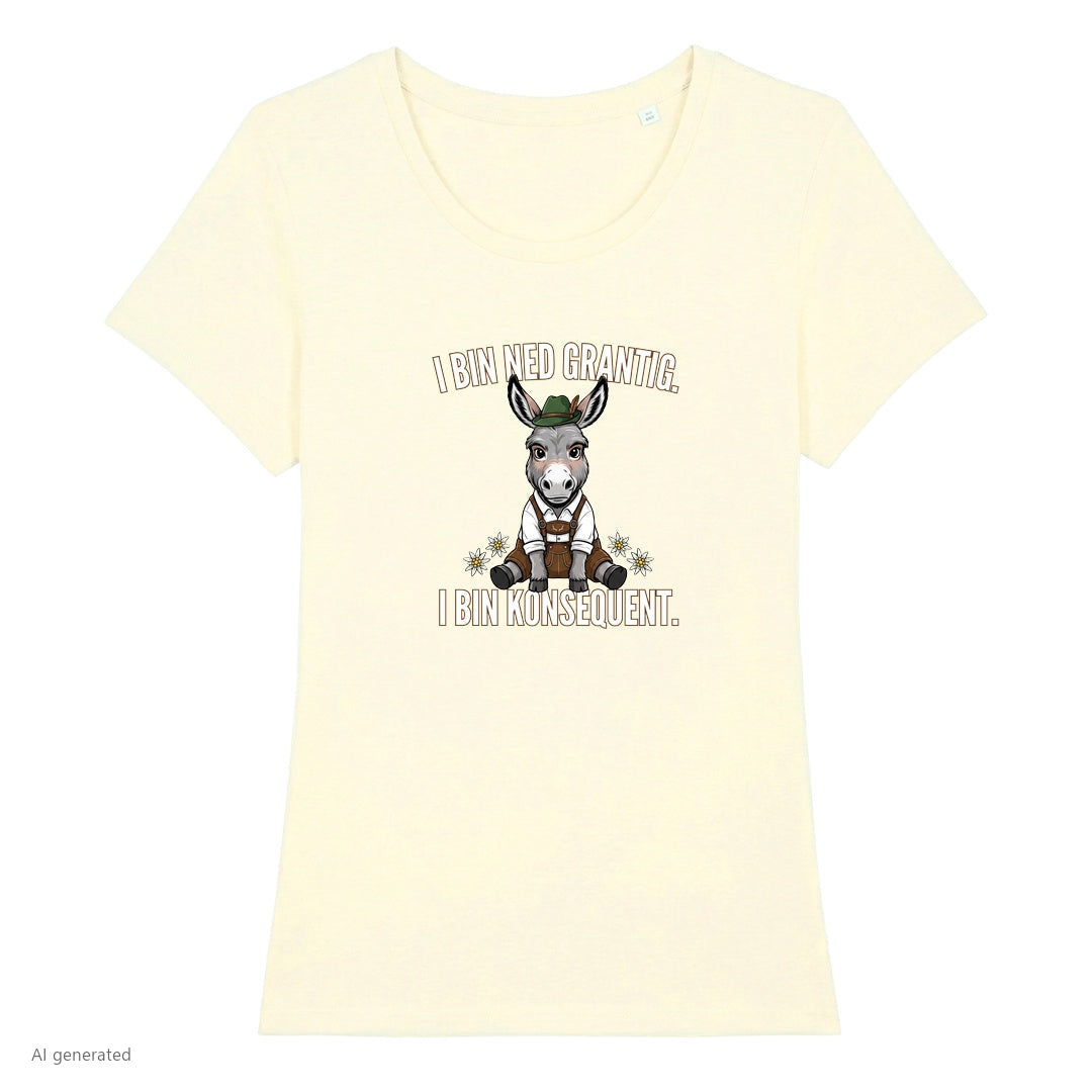 Grantiger Esel Wiesn Damen T-Shirt in Beige