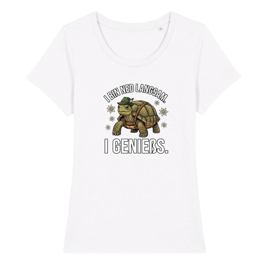 I bin ned langsam Wiesn Damen T-Shirt in Weiß
