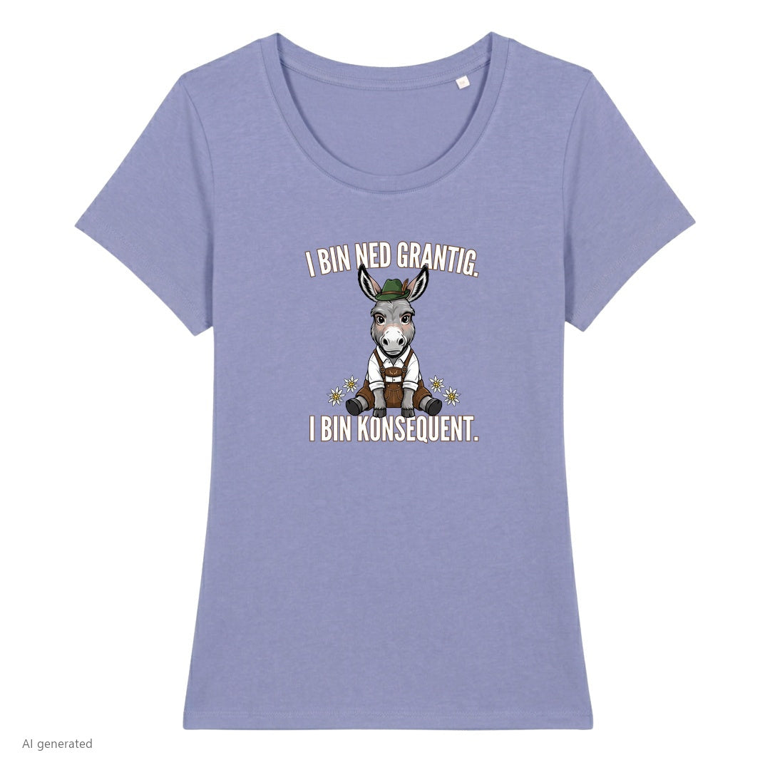 Grantiger Esel Wiesn Damen T-Shirt in Lavendel