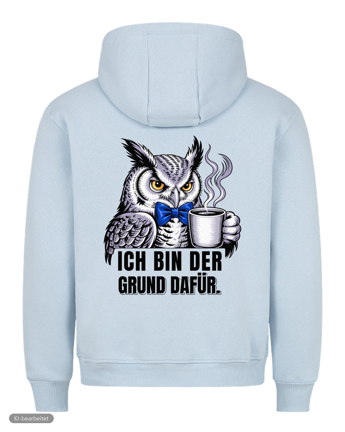 Dezent genervt, der Grund dafür Partnerlook Hoodies: Rückendruck, Hoodie für ihn in Babyblau