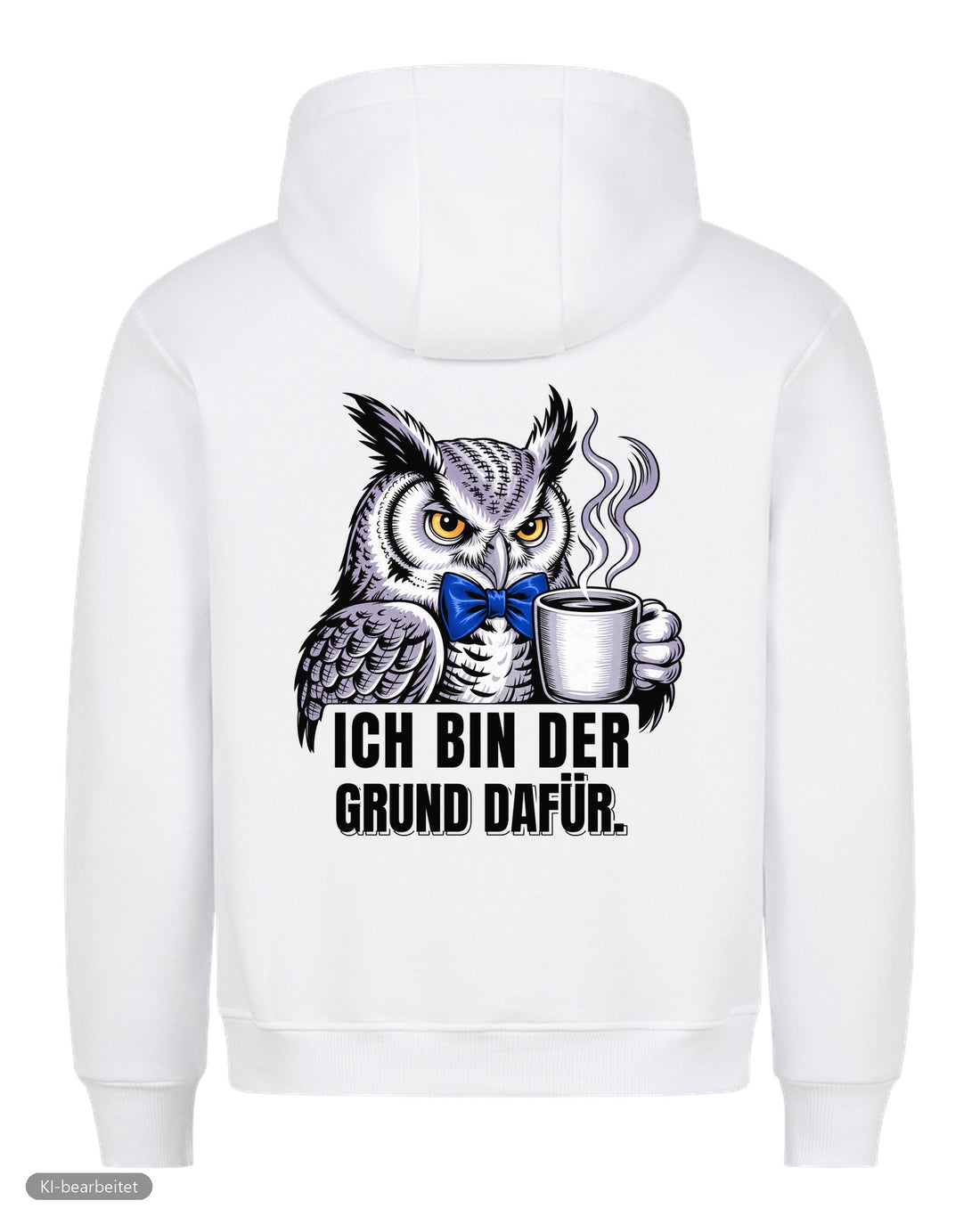 Dezent genervt, der Grund dafür Partnerlook Hoodies: Rückendruck, Hoodie für ihn in Weiß