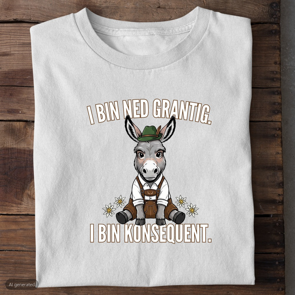Grantiger Esel Wiesn T-Shirt in Weiß