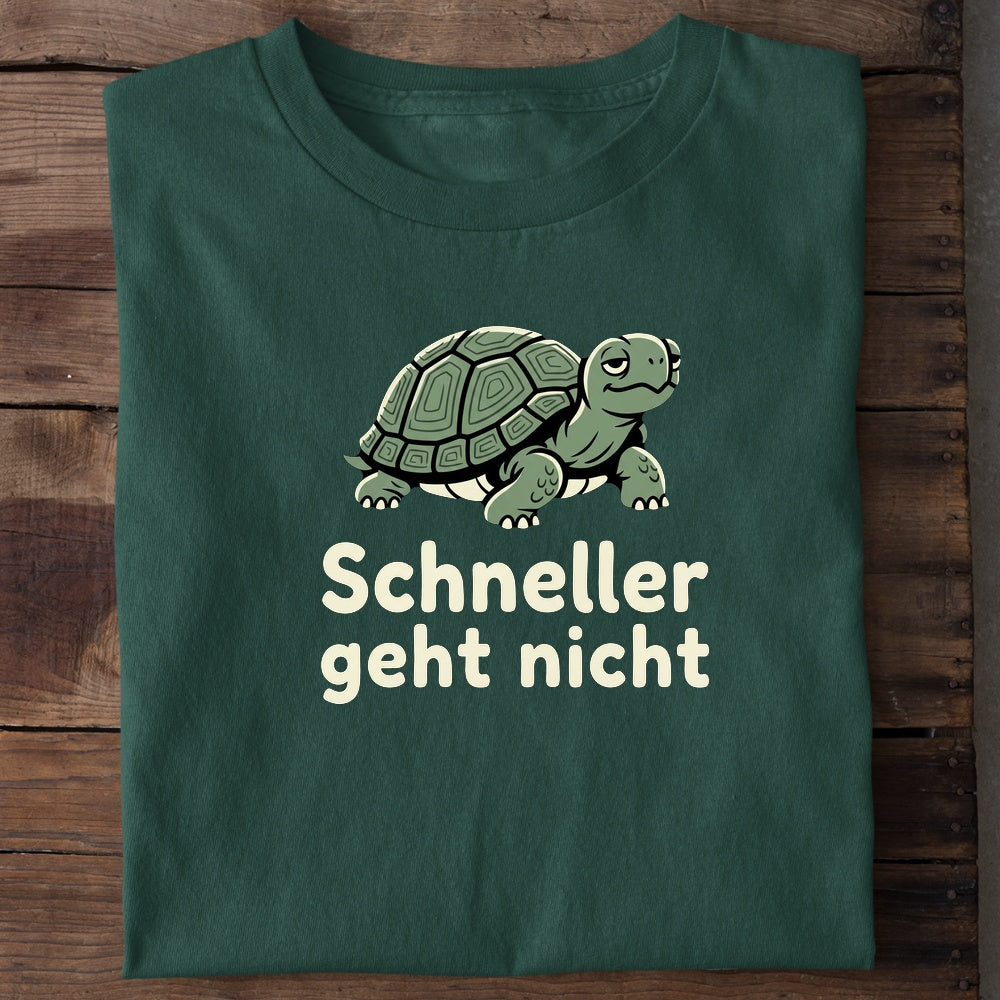 Unisex Bio-T-Shirt von Beyond Humor mit dem Spruch 'Schneller geht nicht'