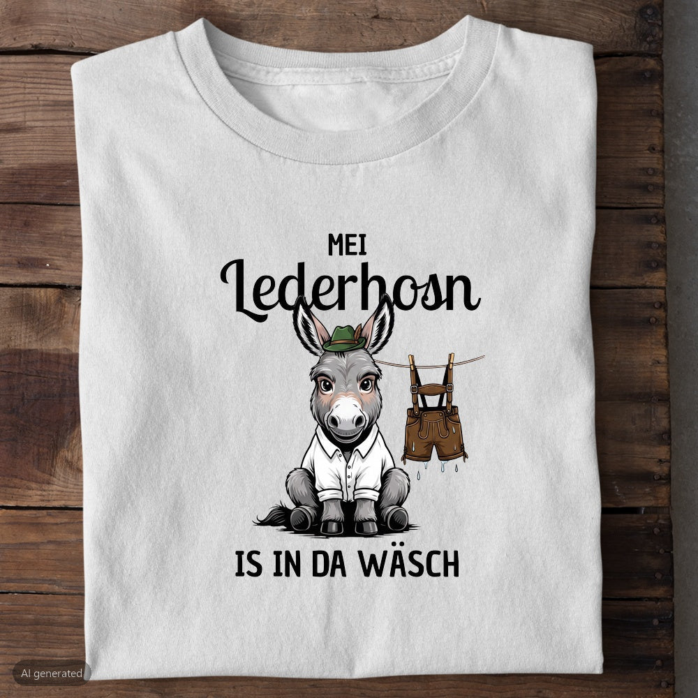 Lederhosn in da Wäsch Wiesn T-Shirt in Weiß