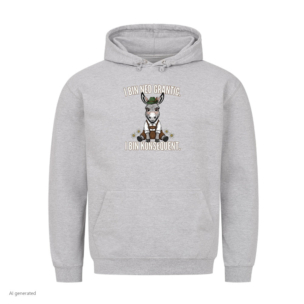 Grantiger Esel Wiesn Hoodie in Grau