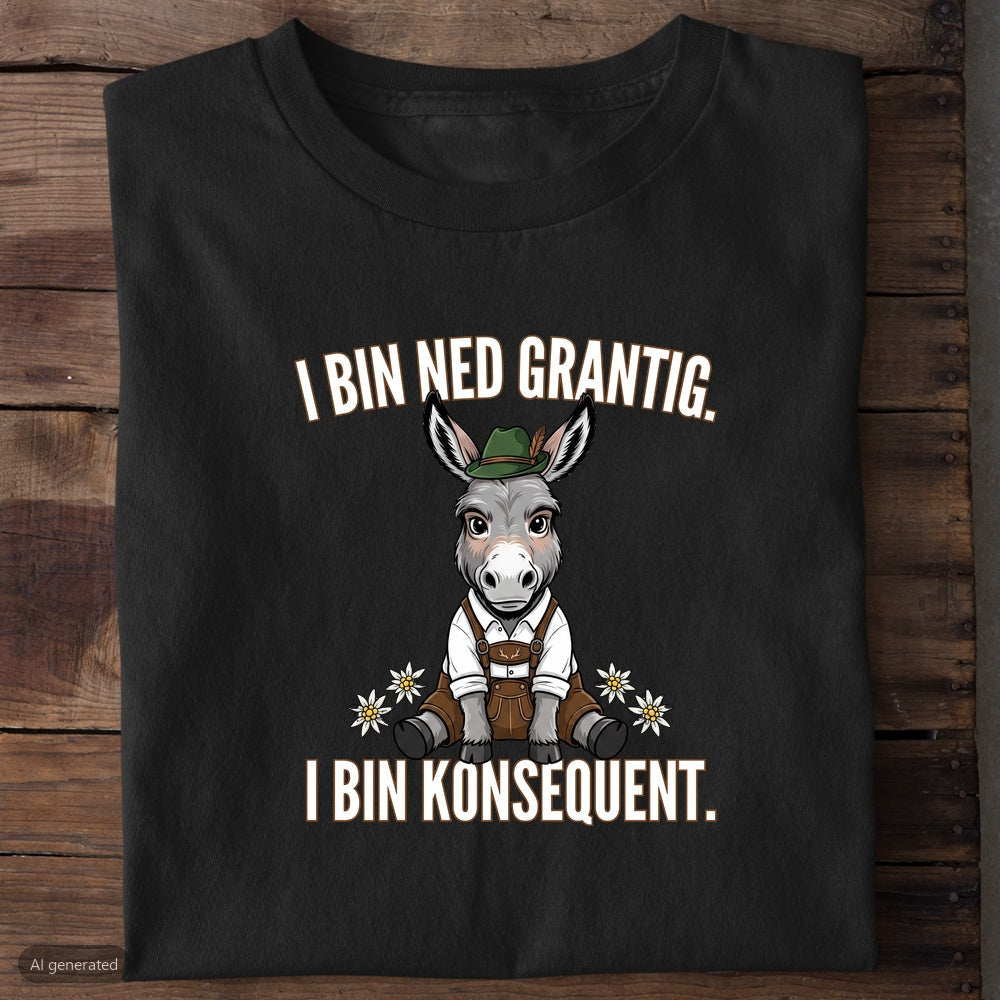 Grantiger Esel Wiesn T-Shirt in Schwarz